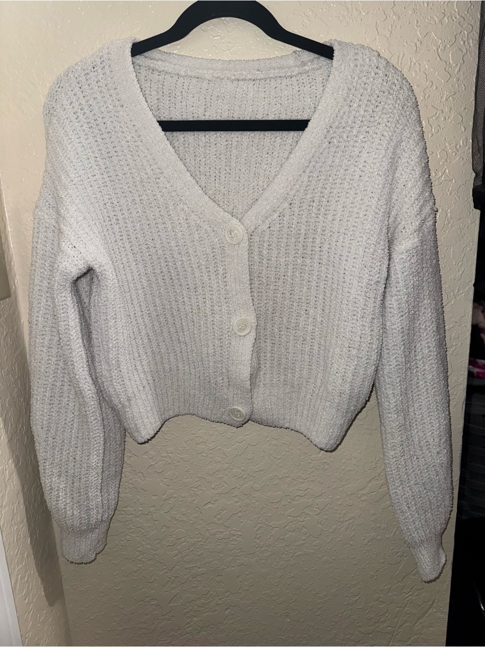 Cozy V-Neck Button Cardigan Sweater - Light Gray
